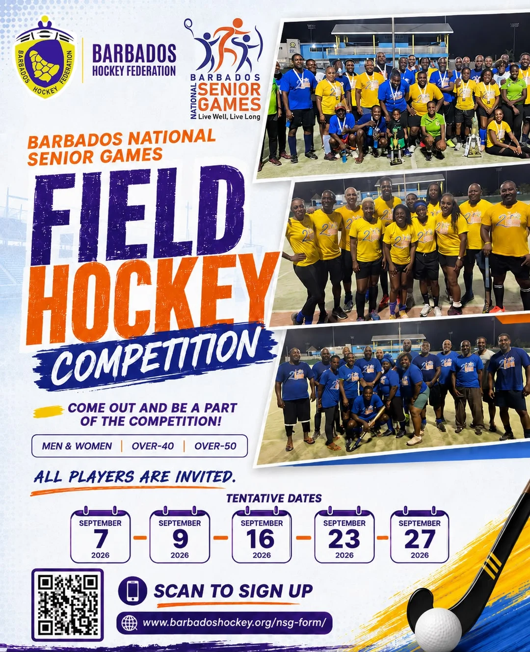 Barbados National Senior Games 2026 Field Hockey Competition - Men & Women, Over-40 and Over-50